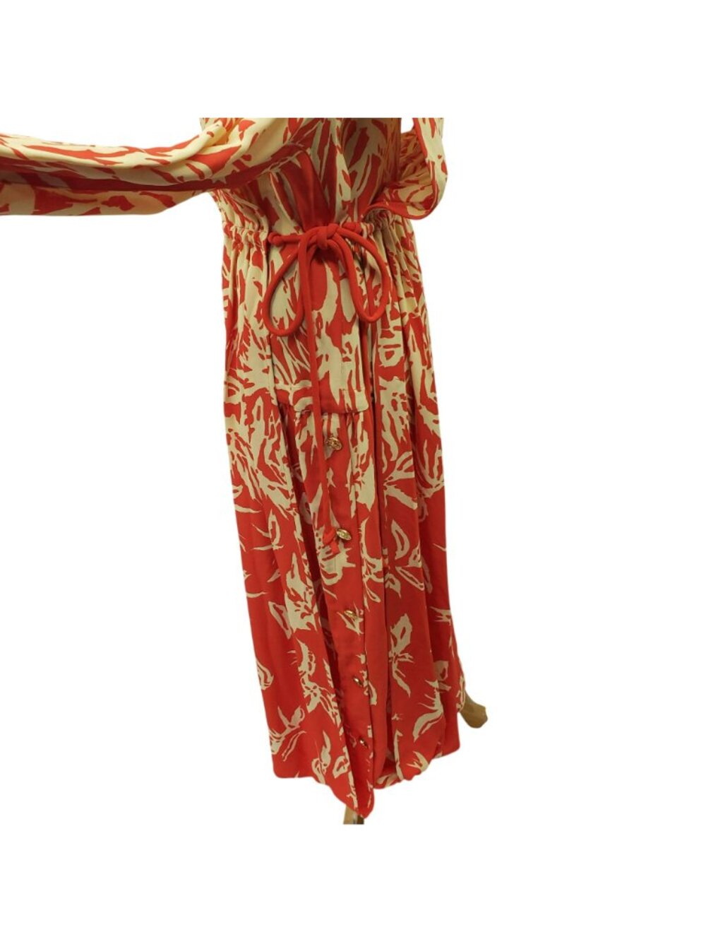 NEW Proenza Schouler $1390 Draped Floral Long Sleeve Red Yellow Maxi Dress - Picture 7 of 16